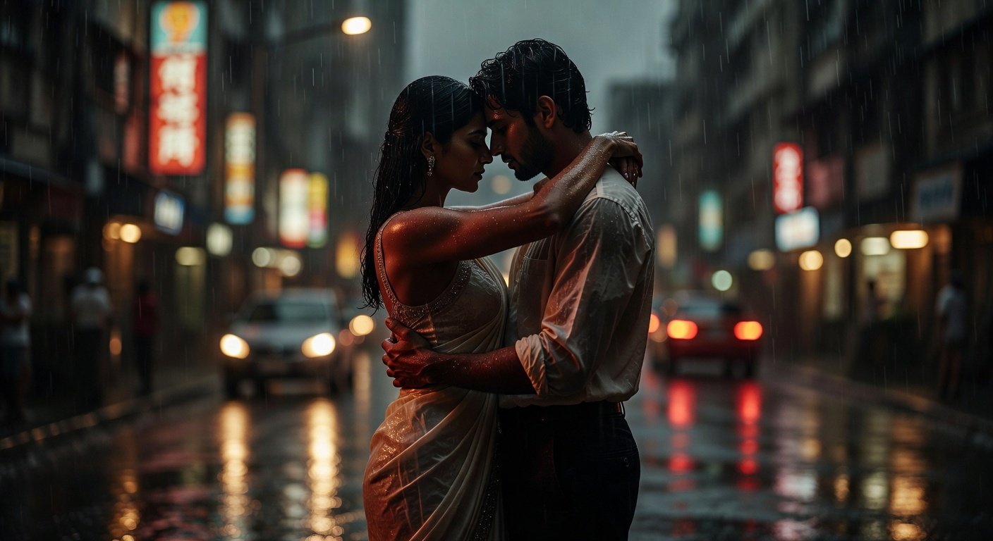 Midnight Confessions: Her Touch in the Monsoon Rain