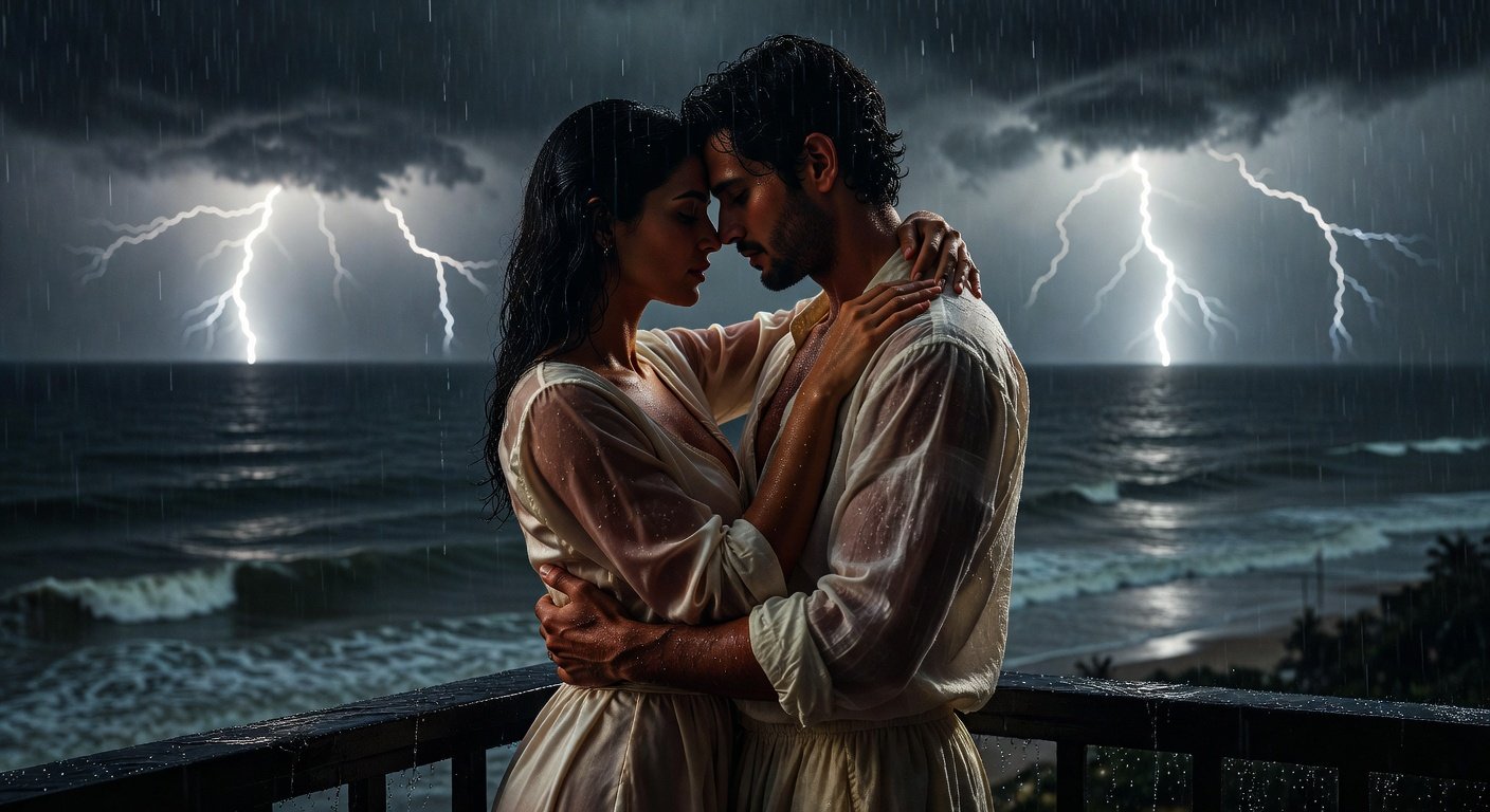 Midnight Confessions: A Sensual Encounter in the Monsoon Rain